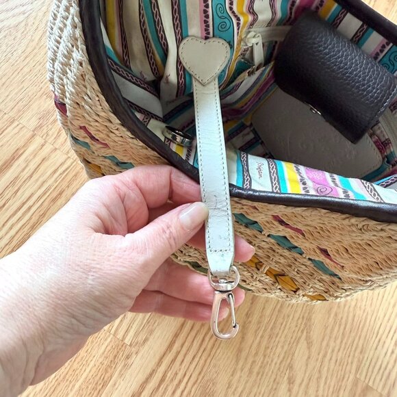 Brighton Woven Straw Shoulder Bag Colorful Striped Hobo Tote Boho Beach Coastal - Picture 6 of 13